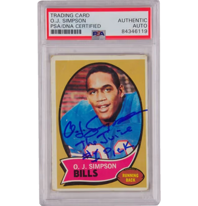 O.J. Simpson Signed 1970 Topps Inscribed “The Juice #1 Pick” – PSA Authentic