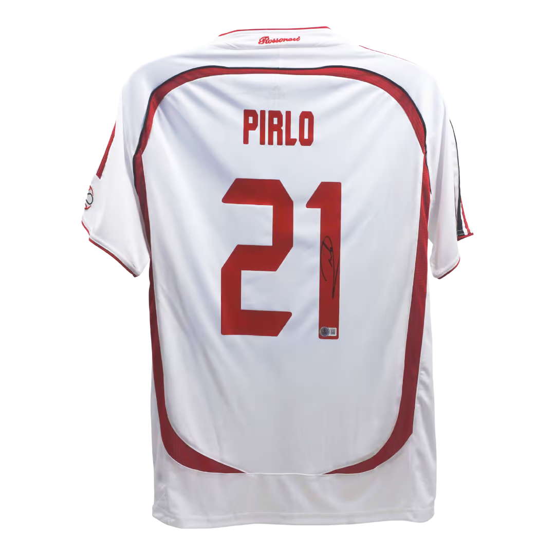 Andrea Pirlo Signed AC Milan Away Soccer Jersey #21 with Beckett Witness