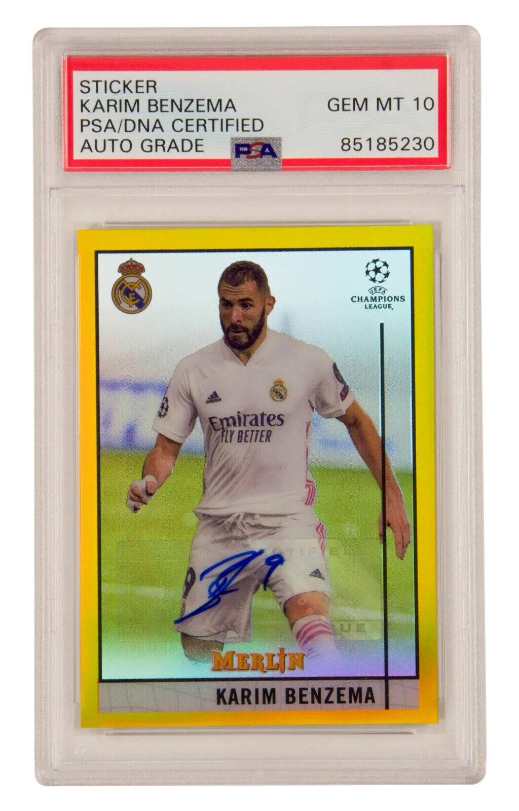 Karim Benzema Signed 2020-21 Topps Merlin Chrome Gold /50 – PSA 10 Autograph