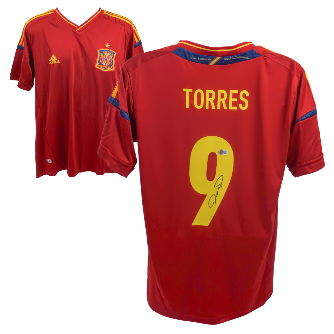 Fernando Torres Signed Spain FC Home Soccer Jersey #9 with Beckett COA