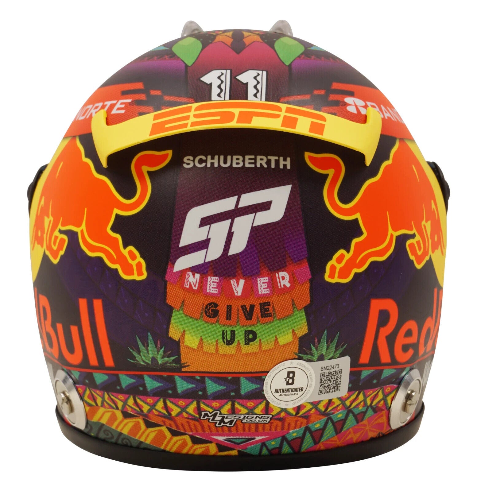 Sergio Perez Signed 2023 Mexico F1 RedBull Helmet 1:2 Scale with Beckett COA