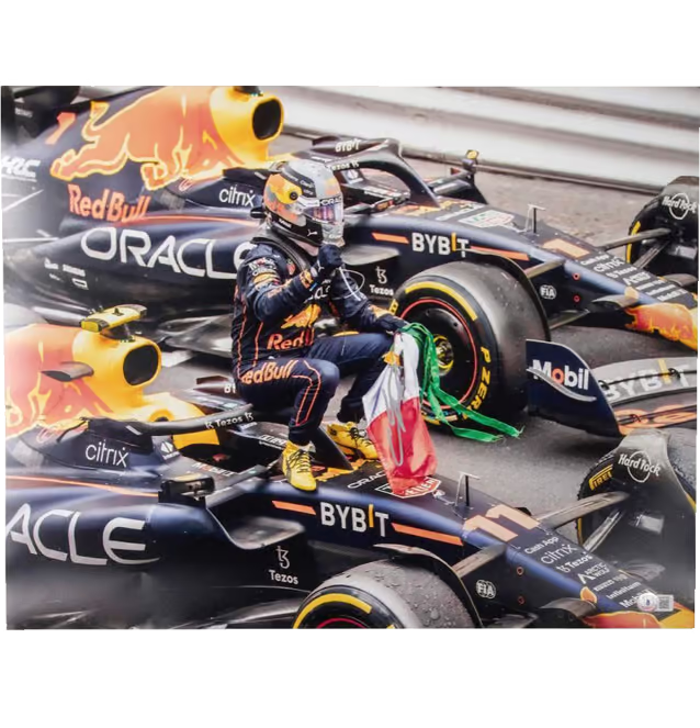 Sergio Perez Signed Formula 1 Racing Print Size 16″ x 20″ with Beckett COA