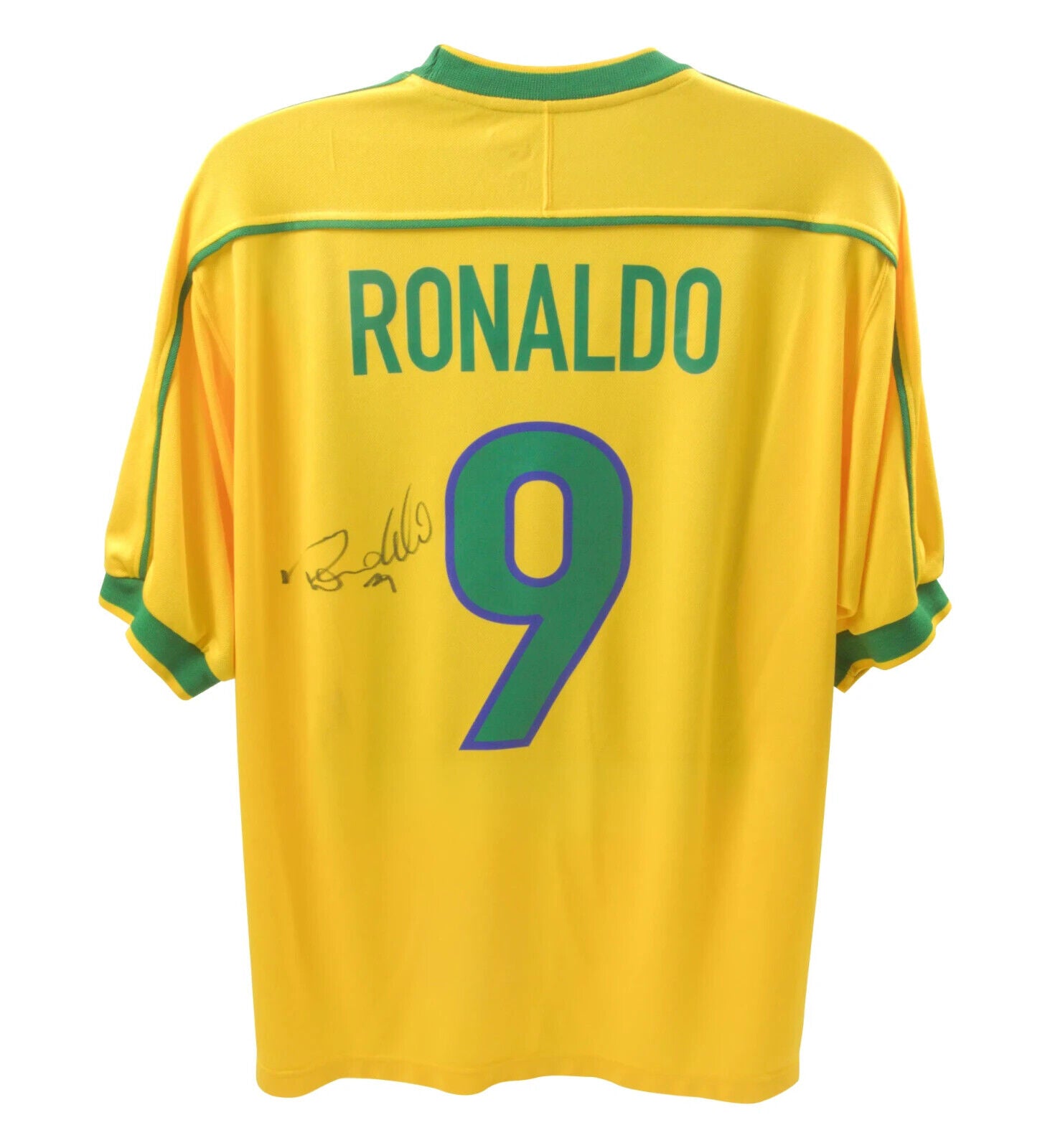 Ronaldo Nazario Signed Brazil FC Home Soccer Jersey #9 with Beckett COA