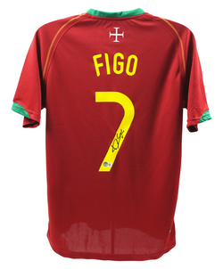 Luis Figo Signed Portugal Home Soccer Jersey #7 with Beckett COA