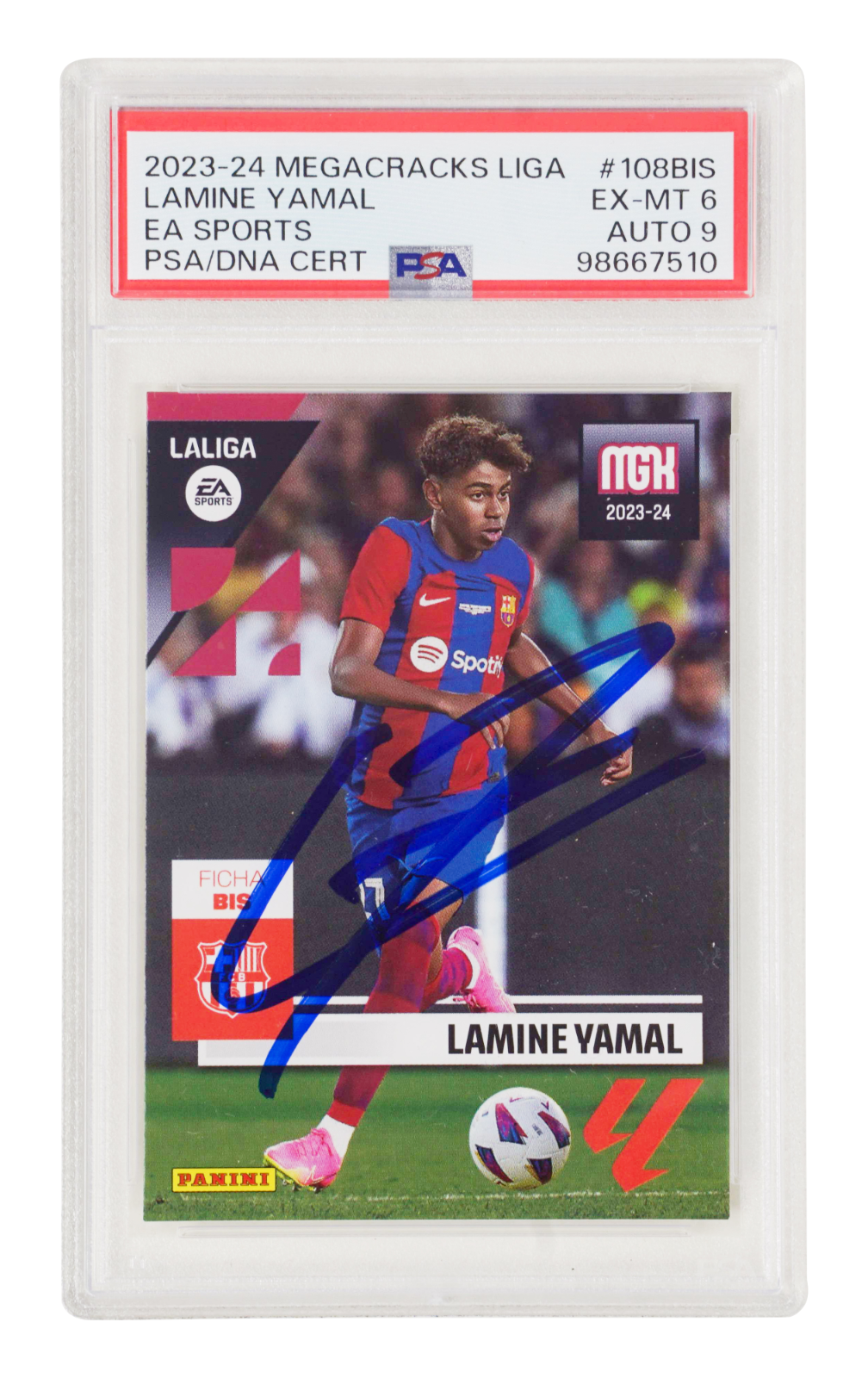 Lamine Yamal Signed 2023-24 Panini Megacracks La Liga Rookie – PSA 6 Autograph 9