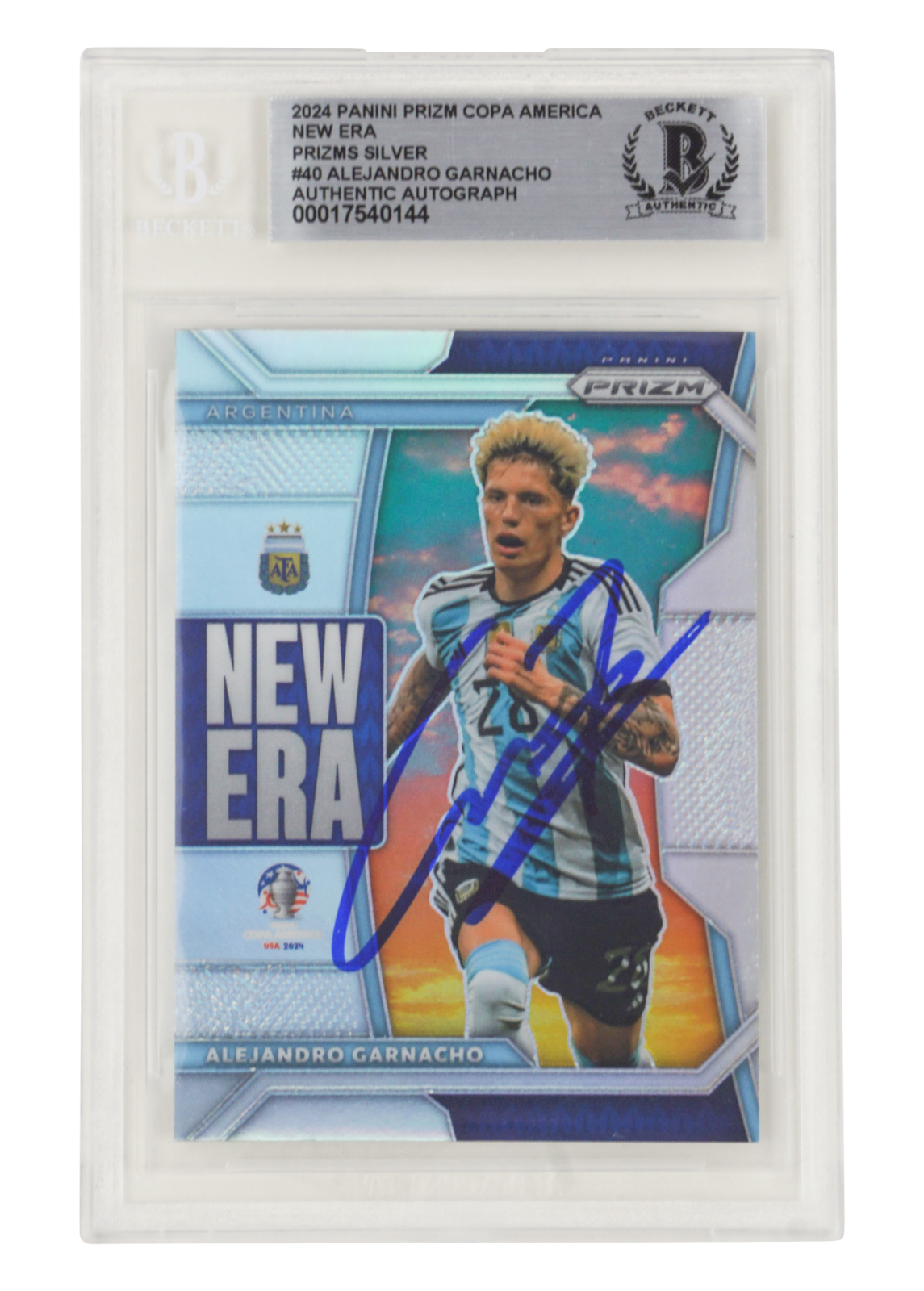 Alejandro Garnacho Signed 2024 Panini Prizm Copa America New Era - BGS Authentic