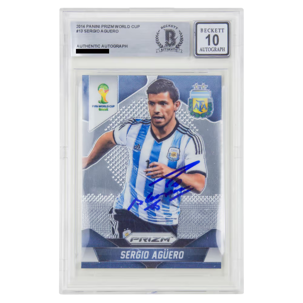 Sergio Aguero Signed 2014 Panini Prizm World Cup #13 – BGS 10 Autograph