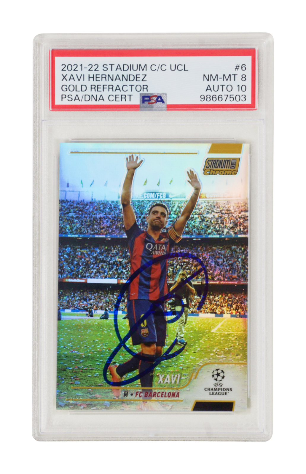 Xavi 2021-22 Topps Stadium Club Chrome Gold Refractor /50 – PSA 8 Autograph 10