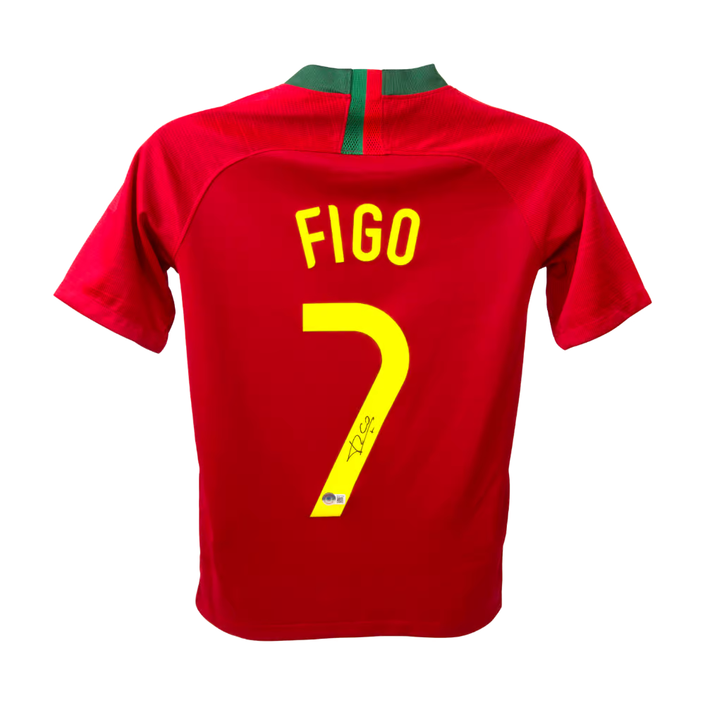 Luis Figo Signed Portugal Home Soccer Jersey #7 with Beckett COA