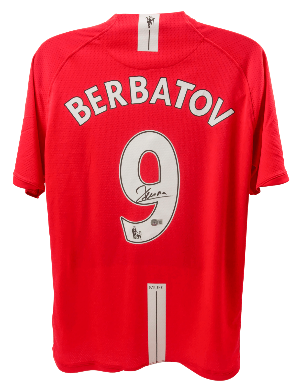 Dimitar Berbatov Signed Manchester United Home Soccer Jersey #9 with Beckett COA