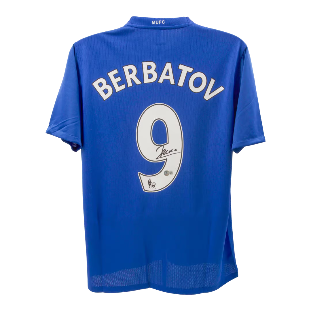 Dimitar Berbatov Signed Manchester United Away Soccer Jersey #9 with Beckett COA