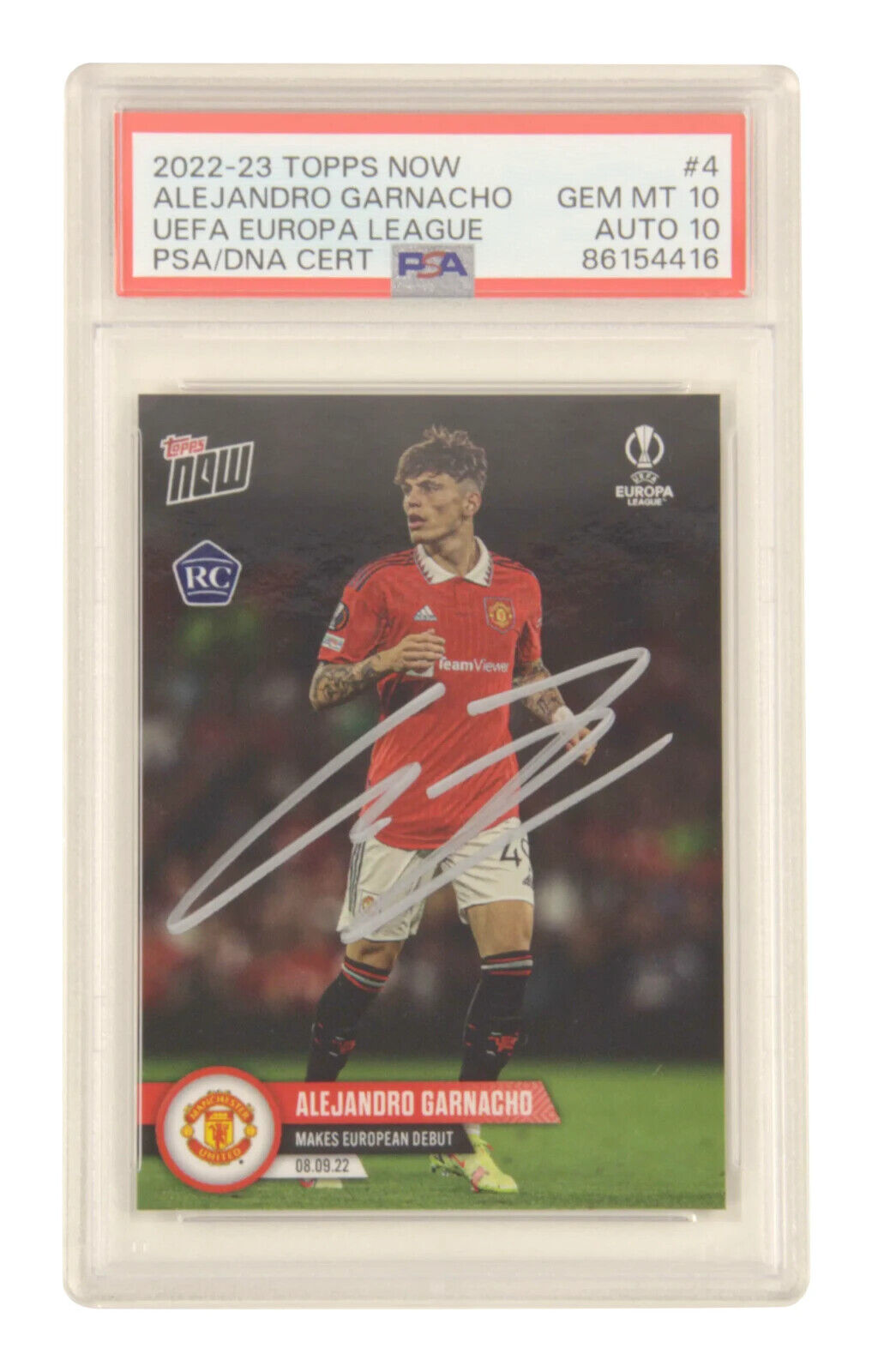 Alejandro Garnacho Signed 2022 Topps Now Pro Debut Rookie Card – PSA 10 Auto 10