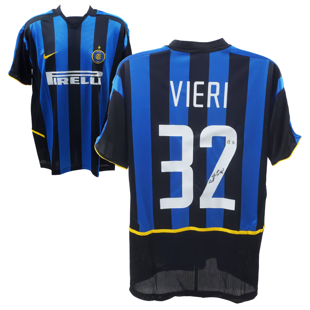 Christian Vieri Signed Inter Milan Home Soccer Jersey #32 with Beckett COA