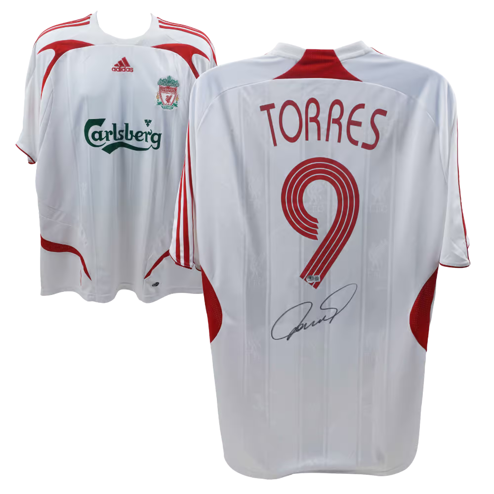 Fernando Torres Signed Liverpool FC Away Soccer Jersey #9 with Beckett COA