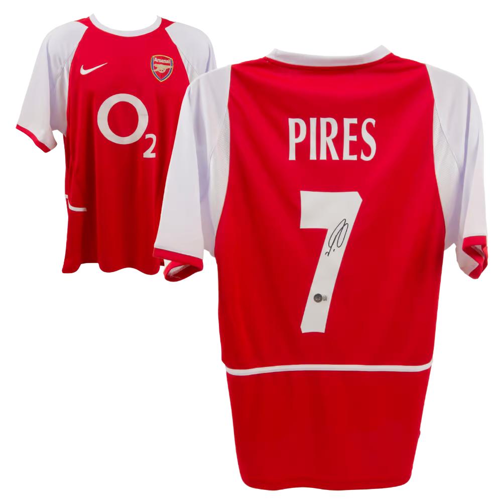 Robert Pires Signed Arsenal FC Home Soccer Jersey #7 with Beckett COA