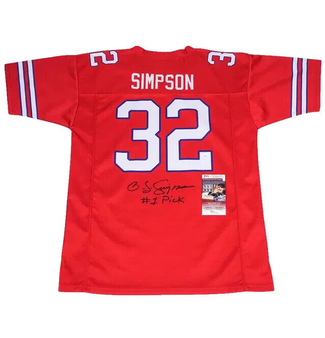 O.J. Simpson Signed Buffalo Bills Football Jersey Inscribed #1 Pick with JSA