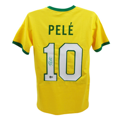 Pele Signed Vintage Brazil FC Home Soccer Jersey #10 with Beckett COA