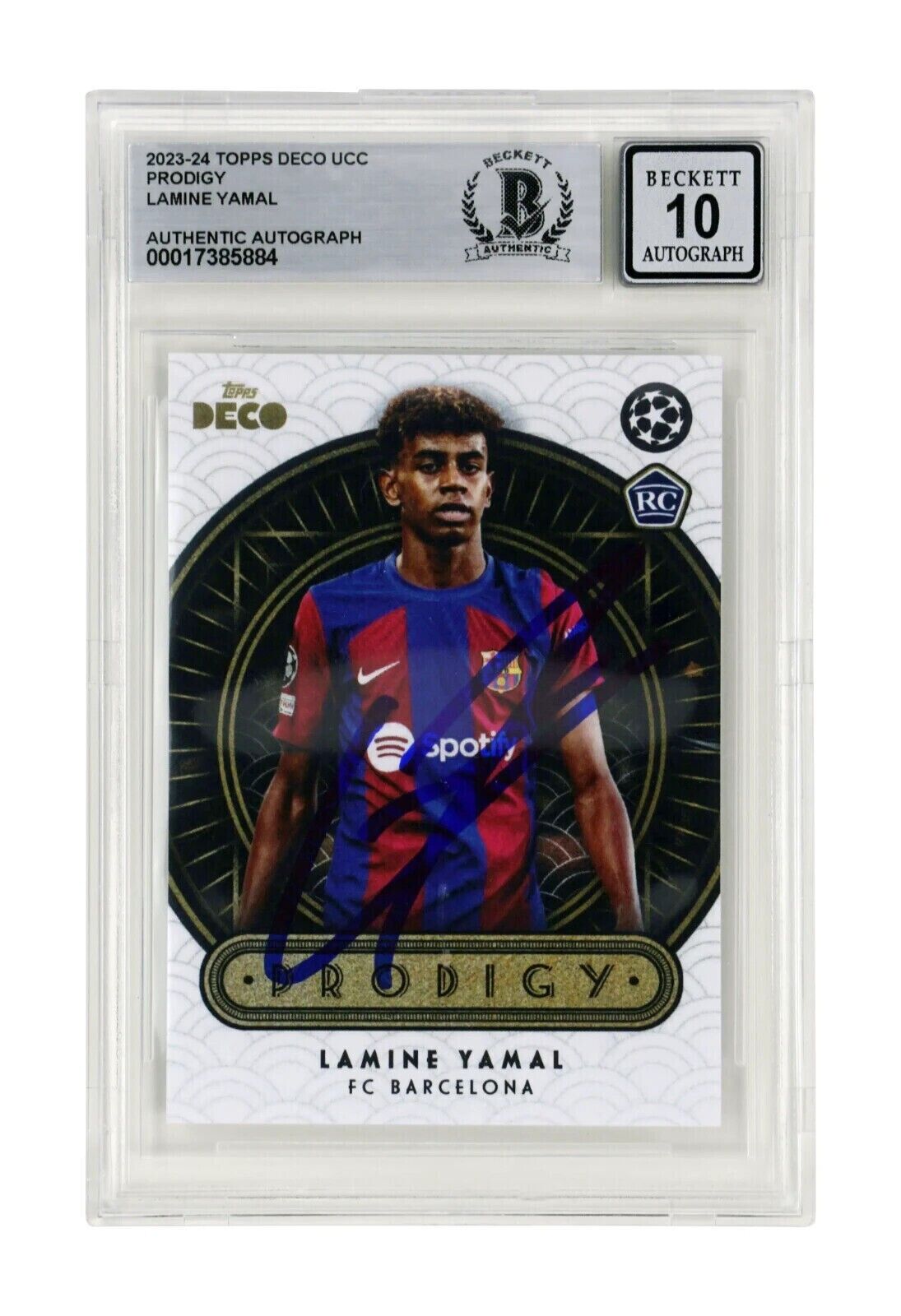 Lamine Yamal Signed 2023-24 Topps Deco UCC Prodigy Rookie – BGS Autograph 10