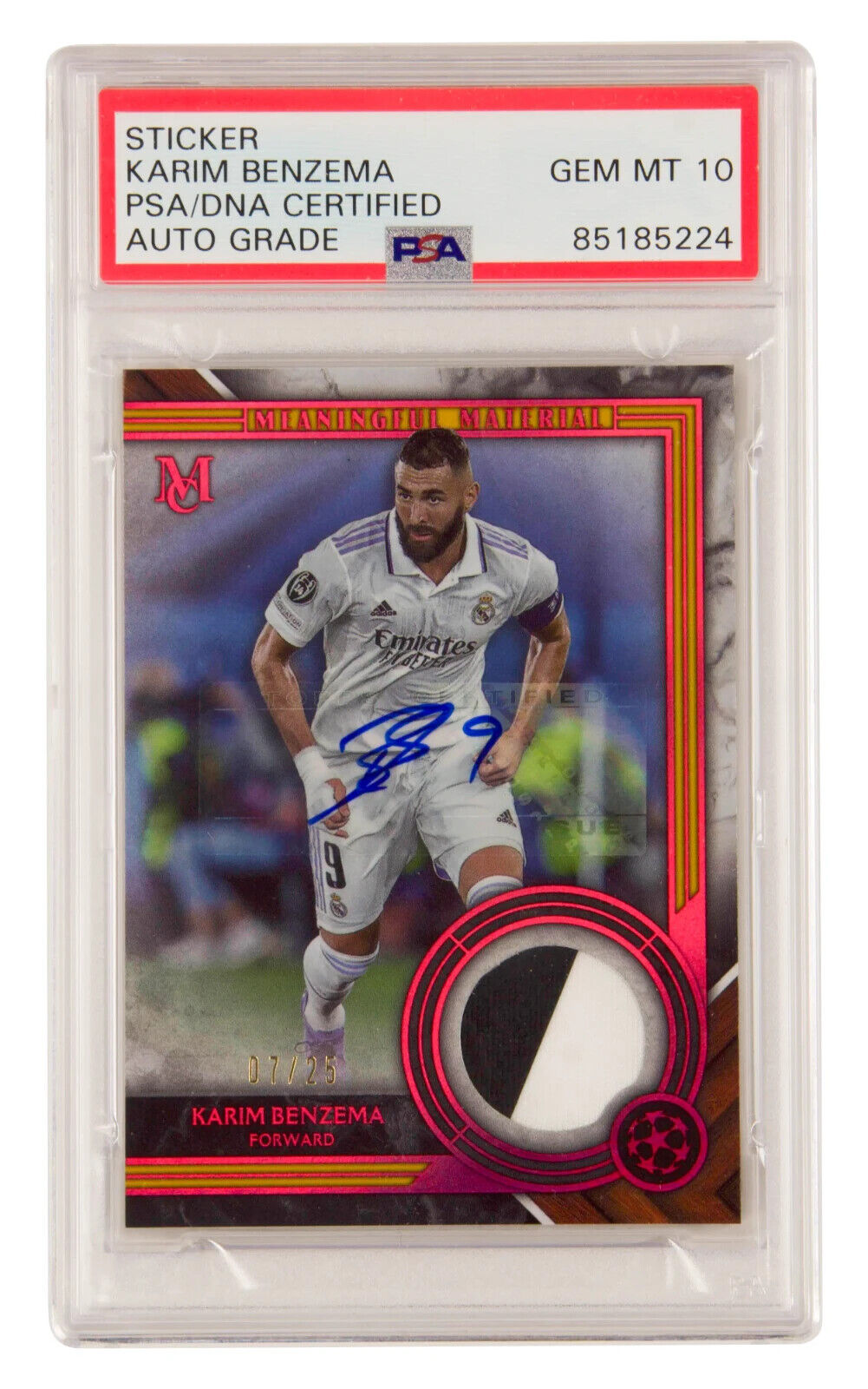 Karim Benzema Signed 2022 Topps Museum Worn Patch Ruby /25 – PSA 10 Autograph