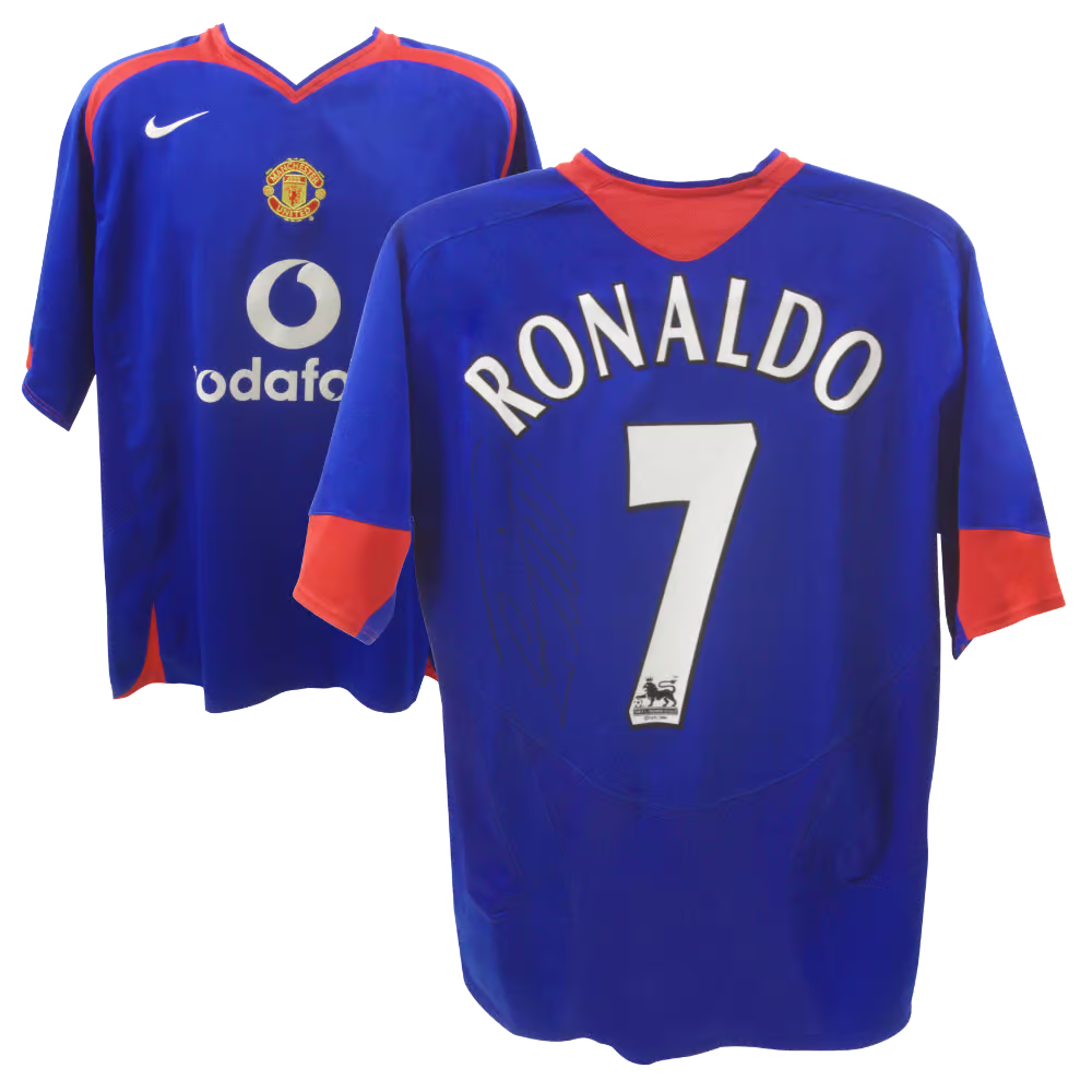 Cristiano Ronaldo Signed Manchester Utd Away Soccer Jersey #7 with Beckett LOA