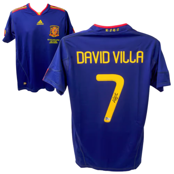 David Villa Signed Spain 2010 World Cup Final Soccer Jersey