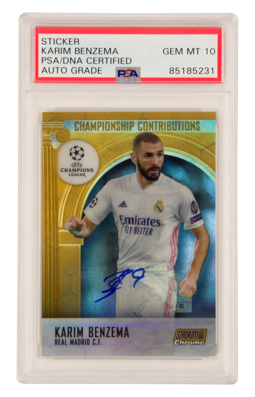 Karim Benzema Signed 2021 Topps Stadium Club Chrome Gold /50 – PSA 10 Autograph