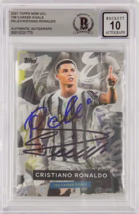 Cristiano Ronaldo & Pele Signed 2021 Topps Now Goal Record – BGS 10 Autograph