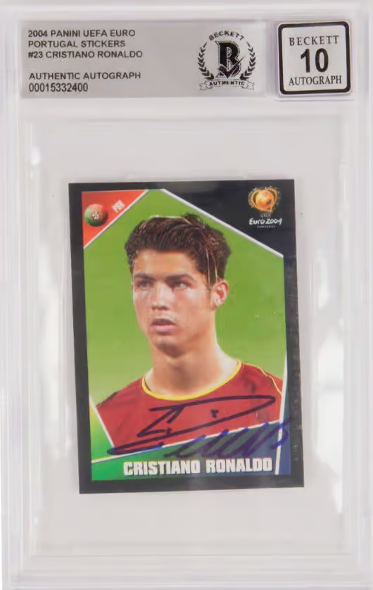 Cristiano Ronaldo Signed Panini EURO 2004 Portugal Sticker – BGS 10 Autograph