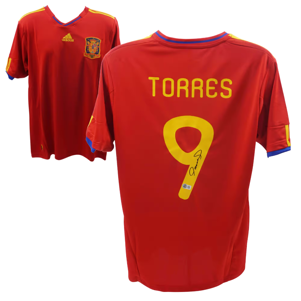 Fernando Torres Signed Spain FC Home Soccer Jersey #9 with Beckett COA