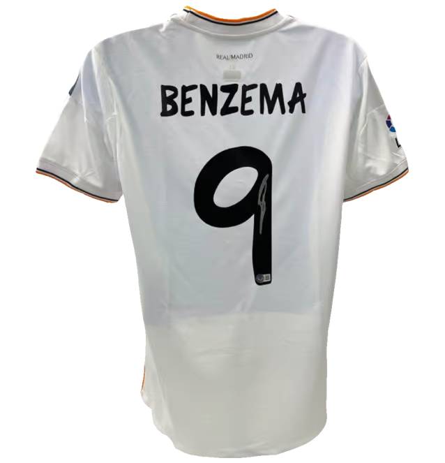 Karim Benzema Signed Real Madrid FC Home Soccer Jersey #9 with Beckett COA