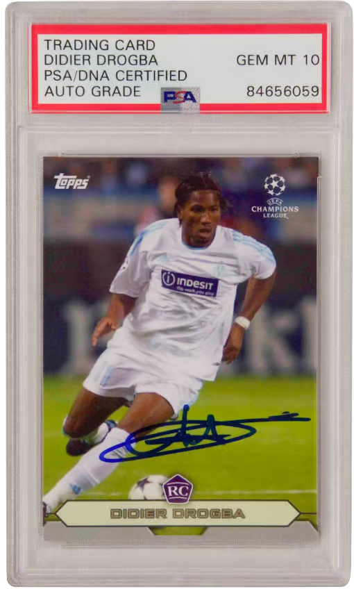 Didier Drogba Signed 2021-22 Topps Lost Rookie Set – PSA 10 Autograph