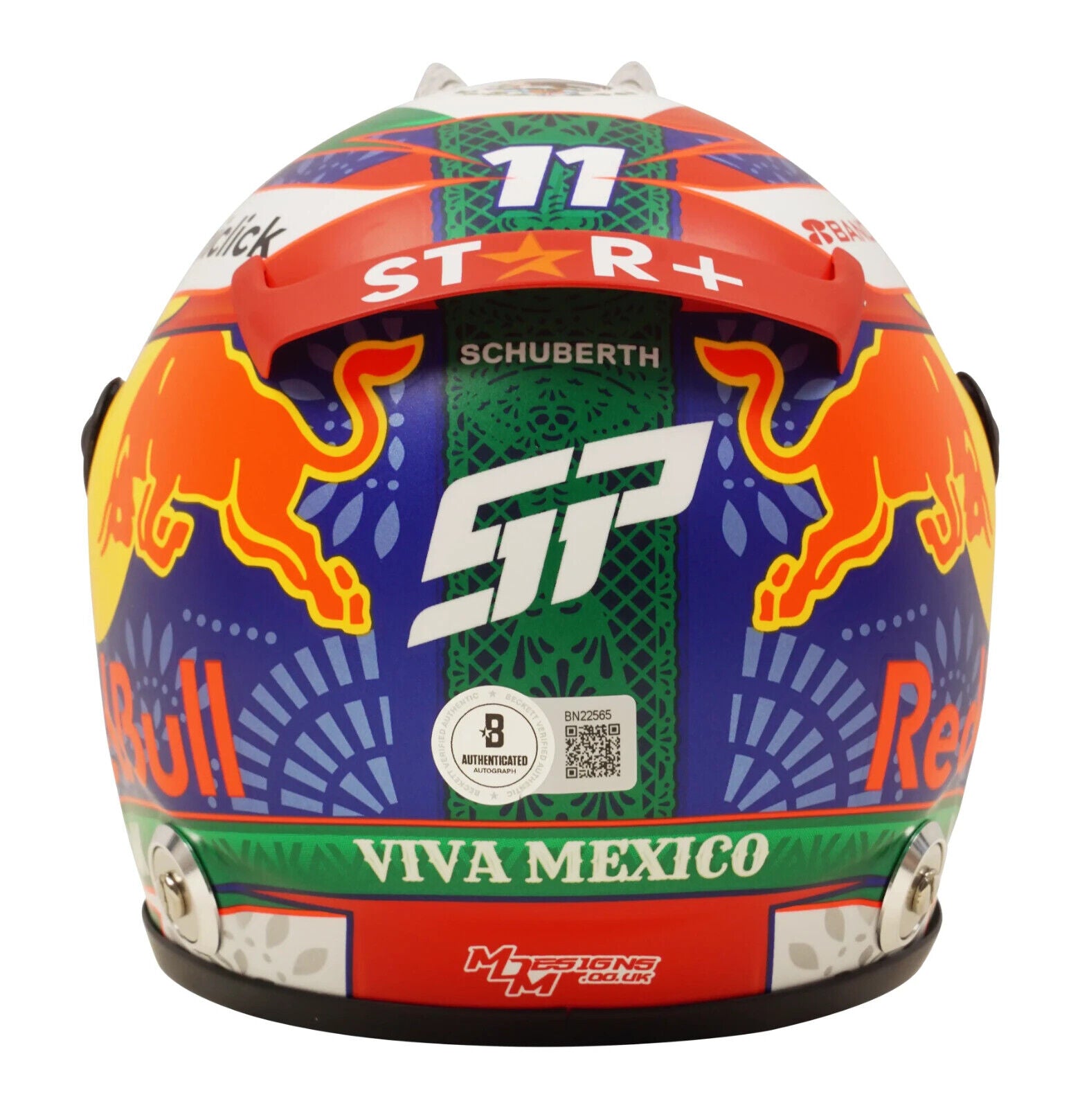 Sergio Perez Signed 2022 Mexico F1 RedBull Helmet 1:2 Scale with Beckett COA