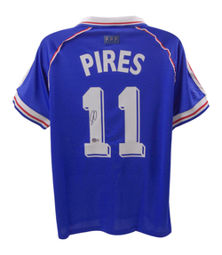 Robert Pires Signed France 1998 World Cup Soccer Jersey #11 with Beckett COA