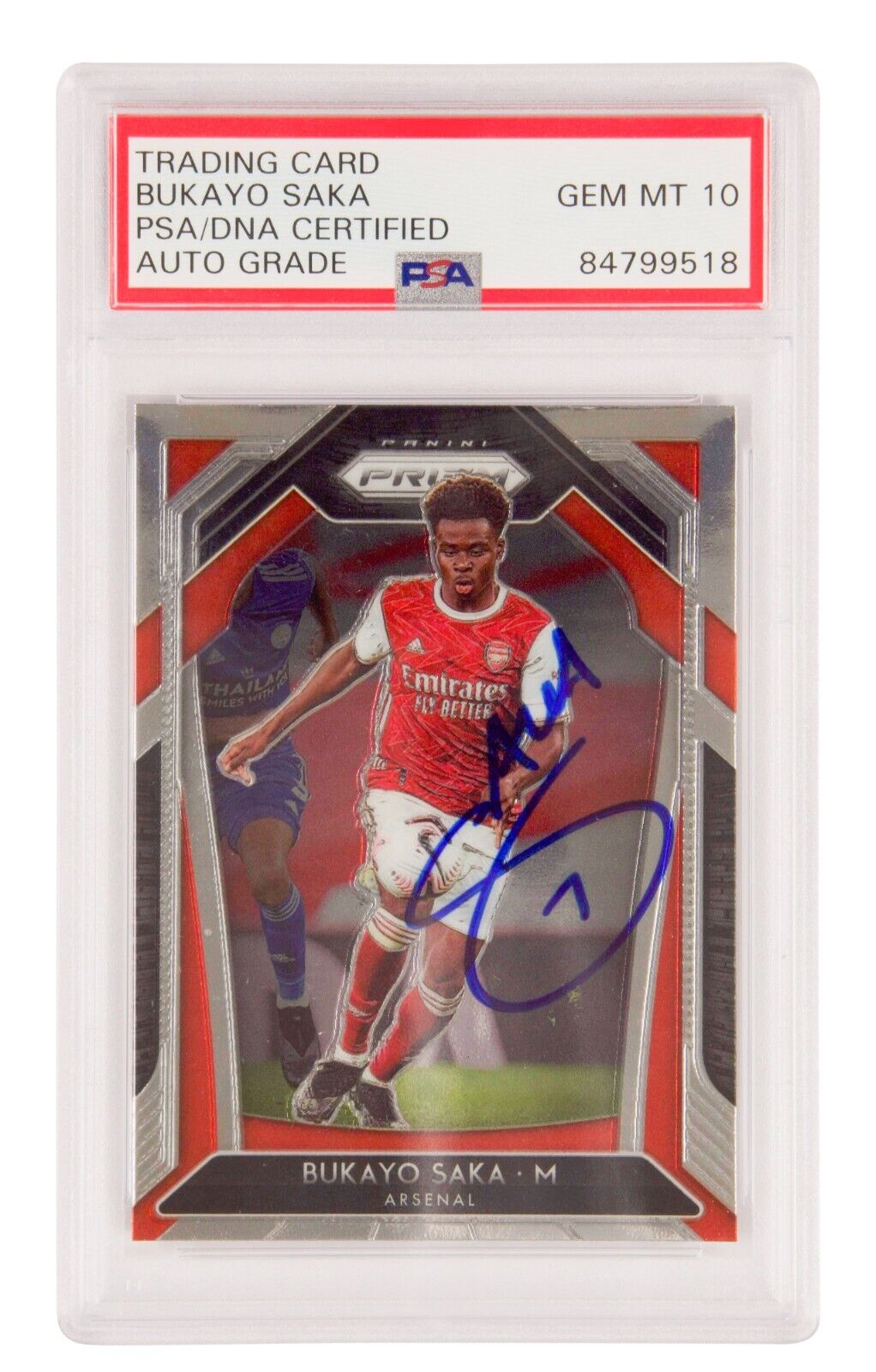 Bukayo Saka Signed 2020-21 Panini Prizm Premier League #40 – PSA 10 Autograph