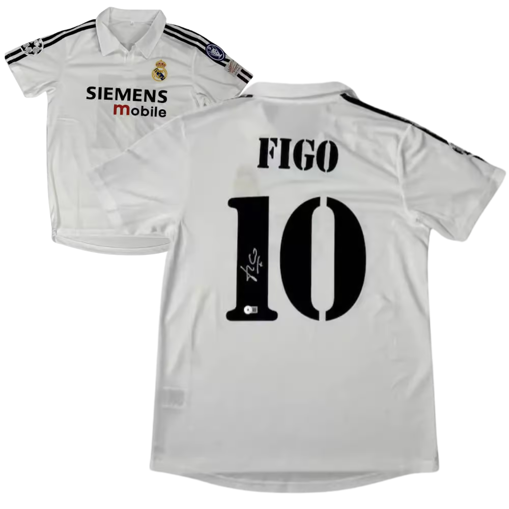 Luis Figo Signed Real Madrid FC Home Soccer Jersey #10 with Beckett COA