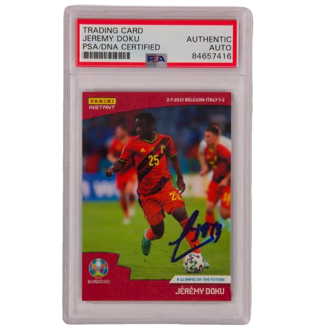 Jeremy Doku Signed 2020 Panini Instant Euro Competition /1874 – PSA Authentic