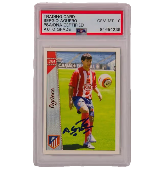 Sergio Aguero Signed 2007 Las Fichas De La Liga #264 – PSA 10 Autograph