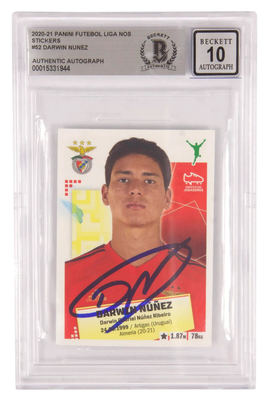 Darwin Nunez Signed 2020-21 Panini Futebol Liga Nos Rookie – BGS 10 Autograph