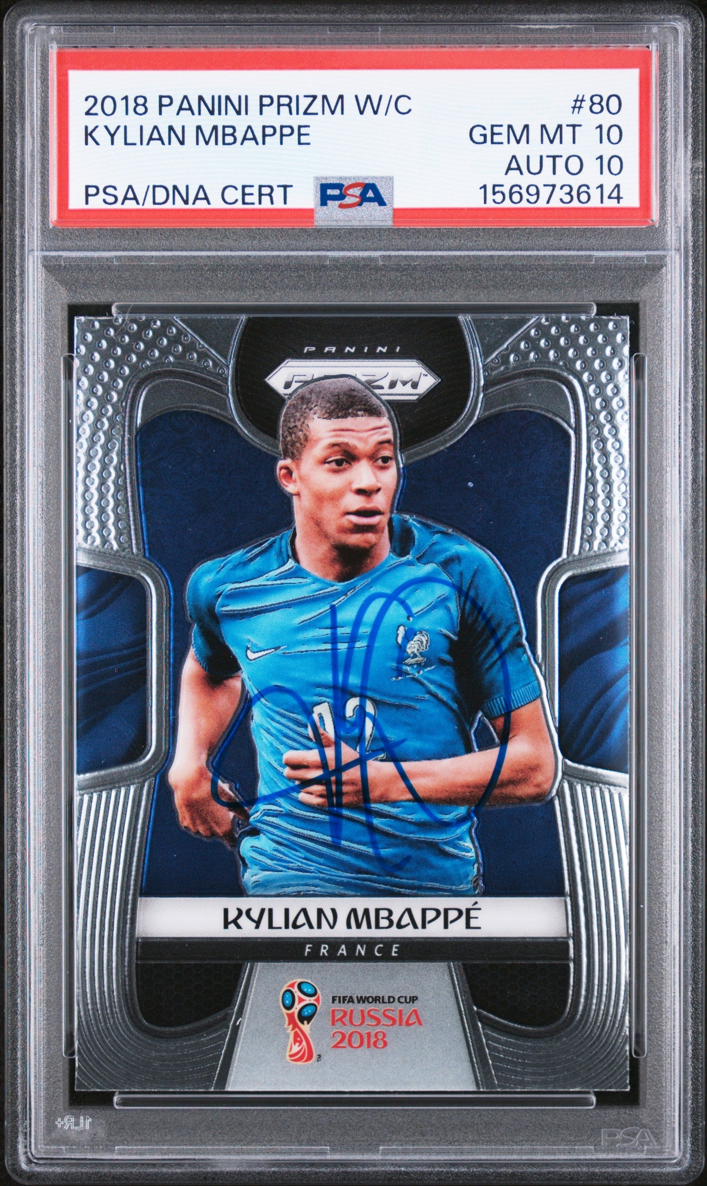 Kylian Mbappe Signed 2018 Panini Prizm World Cup France #80 - PSA 10 AUTO 10