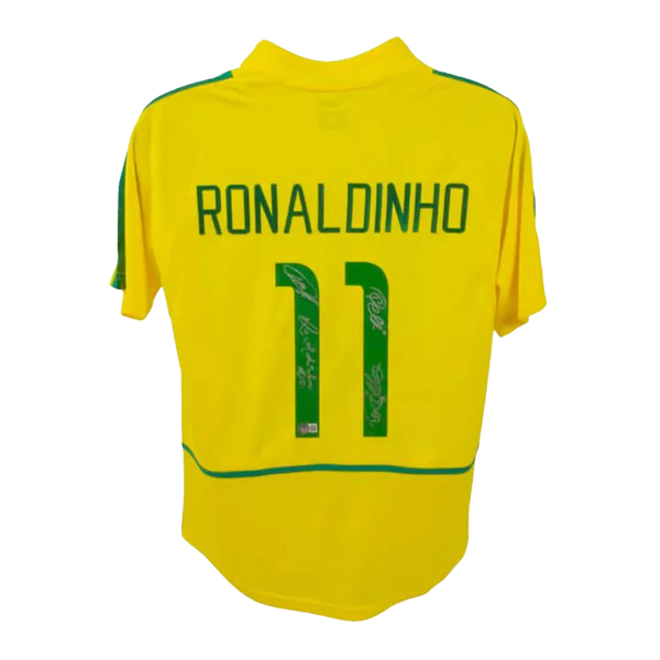 Quadruple Signed Brazil Jersey: