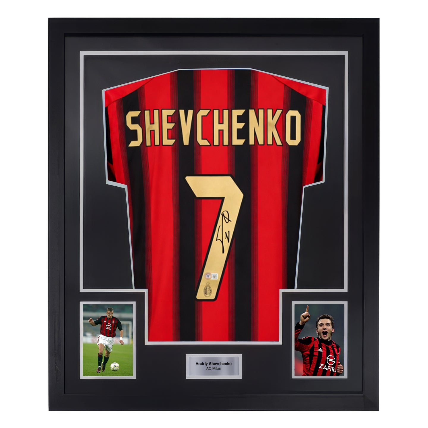 Framed Andriy Shevchenko Signed AC Milan Soccer Jersey #7 with Beckett COA