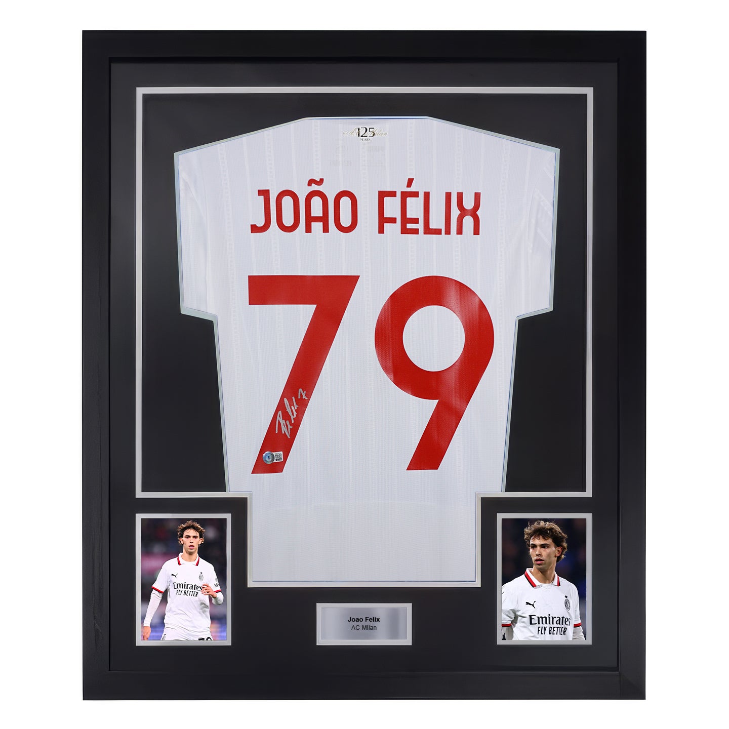 Framed Joao Felix Signed AC Milan Away Soccer Jersey #79 with Beckett COA