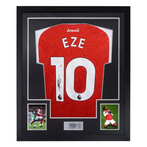 Framed Eberechi Eze Signed Arsenal FC Home Soccer Jersey #11 with Beckett COA