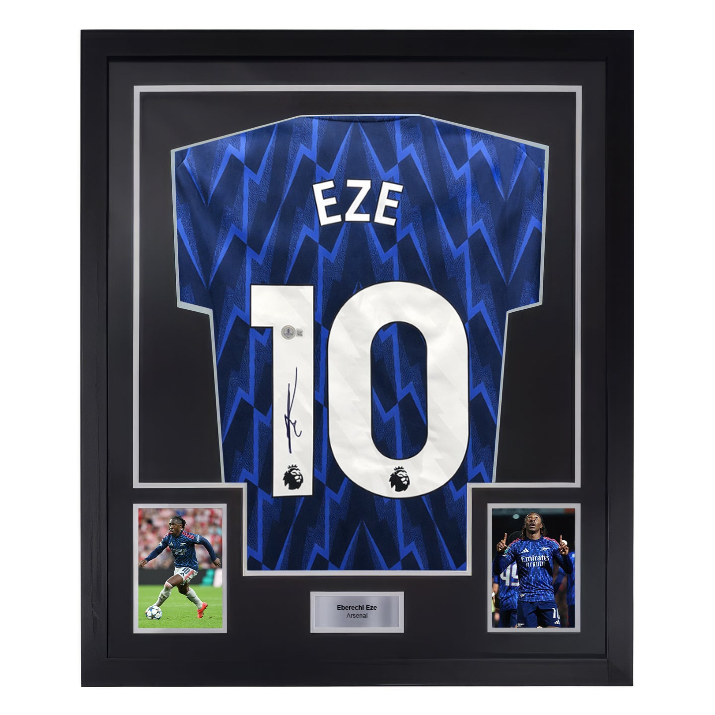 Framed Eberechi Eze Signed Arsenal FC Away Soccer Jersey #11 with Beckett COA