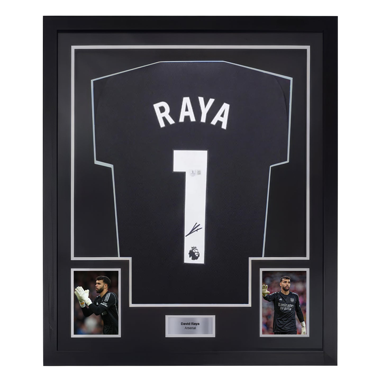 Framed David Raya Signed Arsenal Goalkeeper Soccer Jersey #1 with Beckett COA