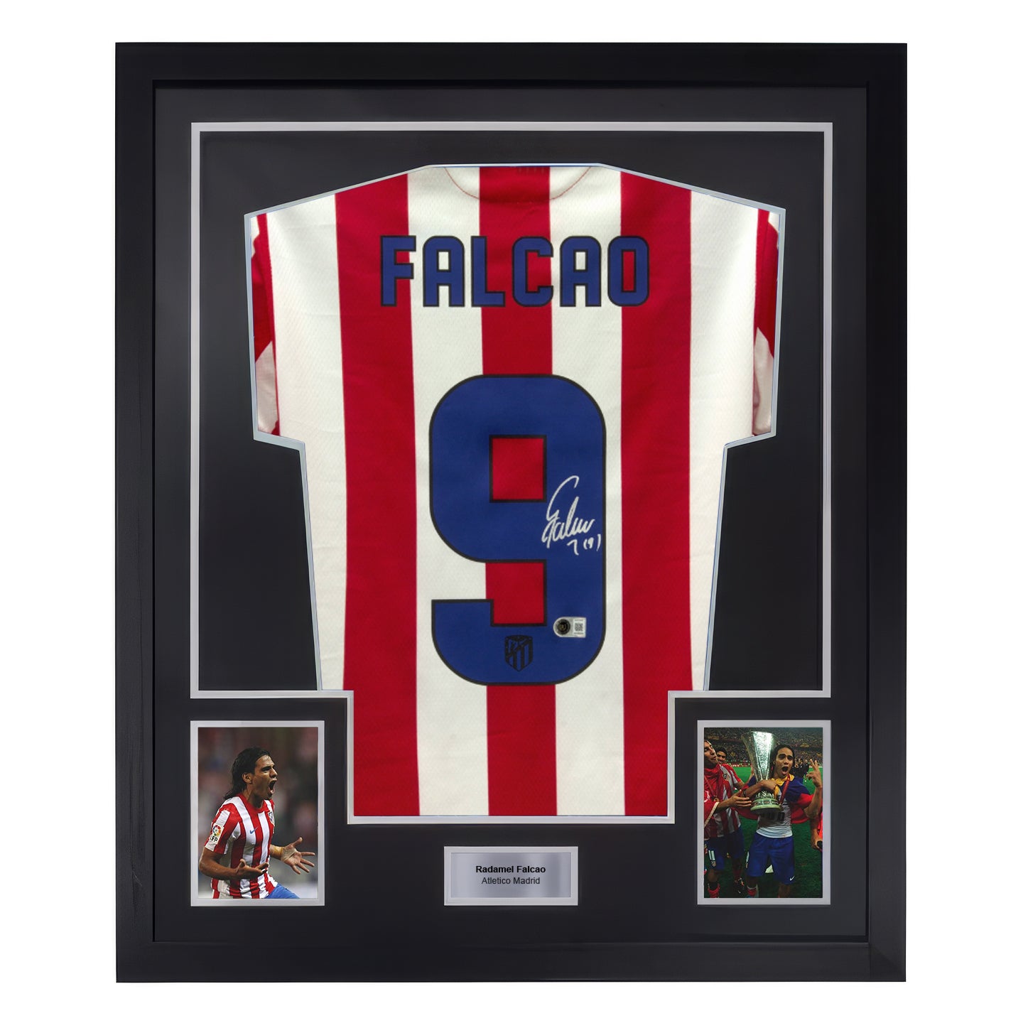 Radamel Falcao Signed Atletico Madrid Home Soccer Jersey #9 Framed with Beckett COA