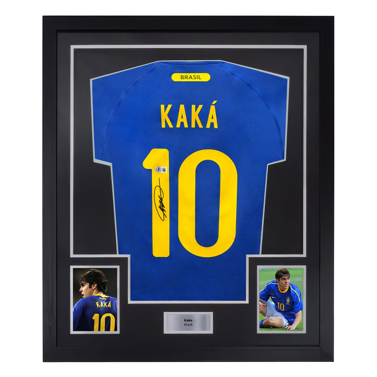 Framed Ricardo Kaka Signed Brazil FC Away Soccer Jersey #10 with Beckett COA