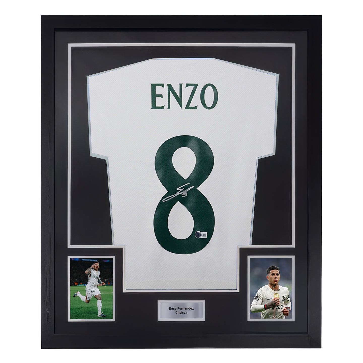 Framed Enzo Fernandez Signed Chelsea Away Soccer Jersey #8 with Beckett Witness