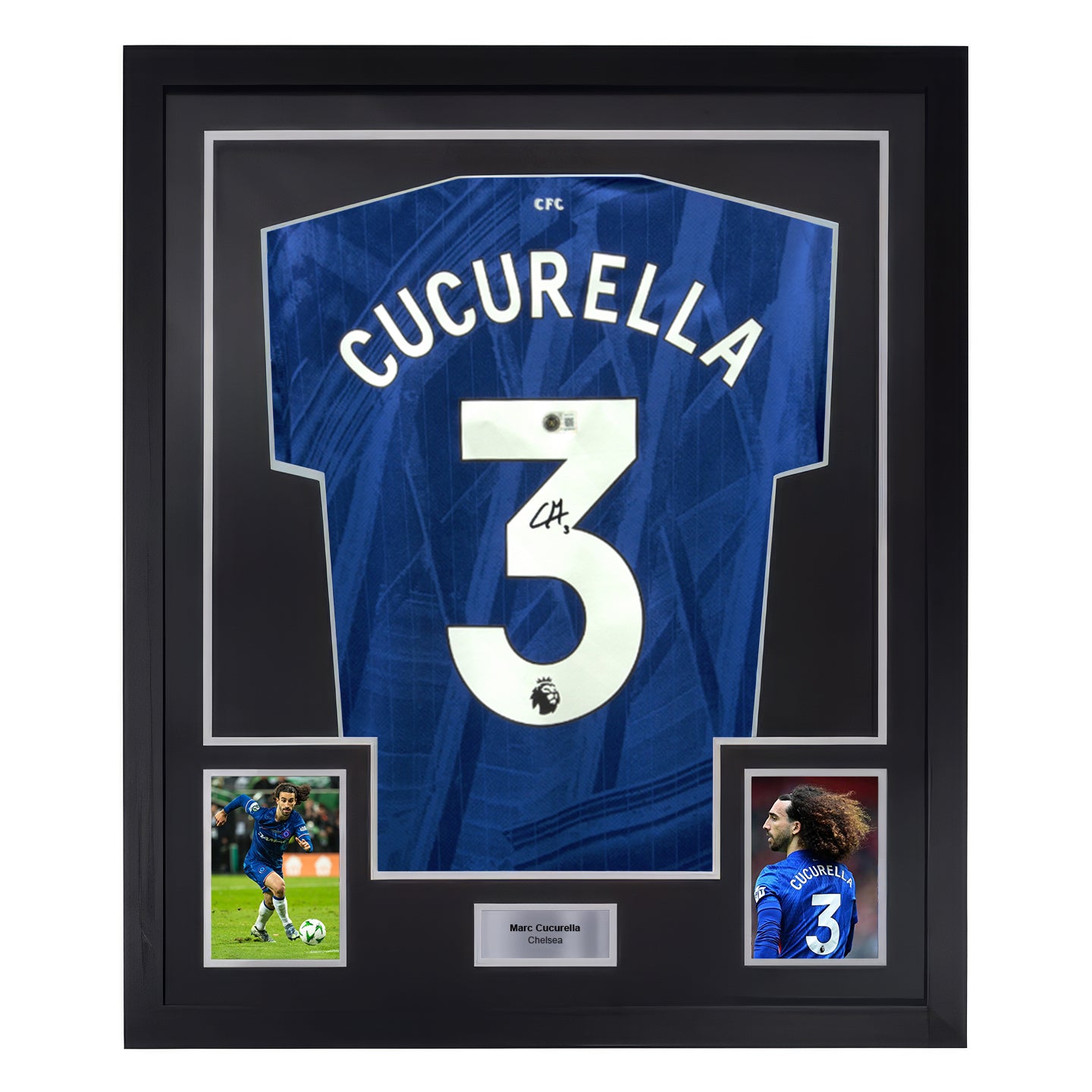 Framed Marc Cucurella Signed Chelsea FC Home Soccer Jersey #3 with Beckett COA