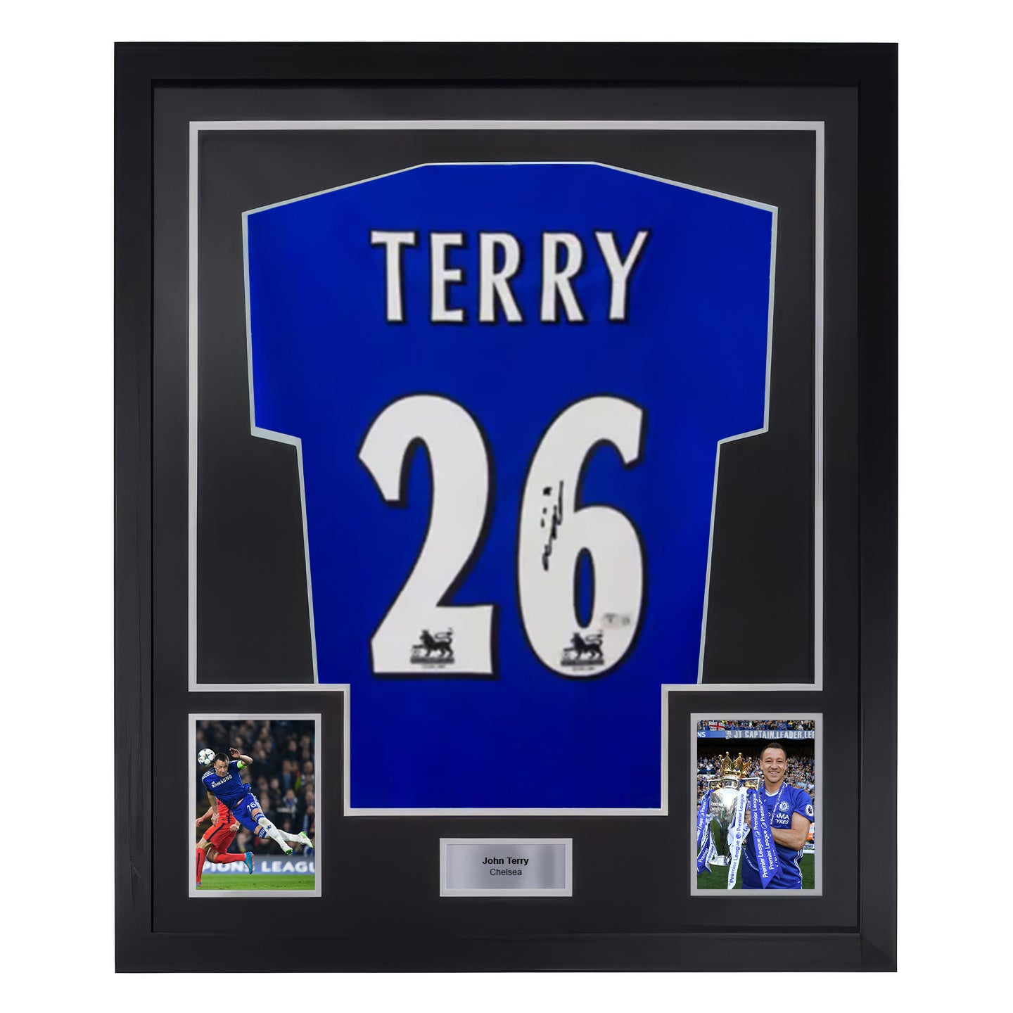 Framed John Terry Signed Chelsea FC Home Soccer Jersey #26 with Beckett COA